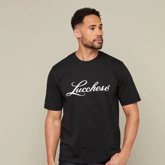 Lucchese Black Short Sleeve Script Crewneck Tee - Picture 1 of 9